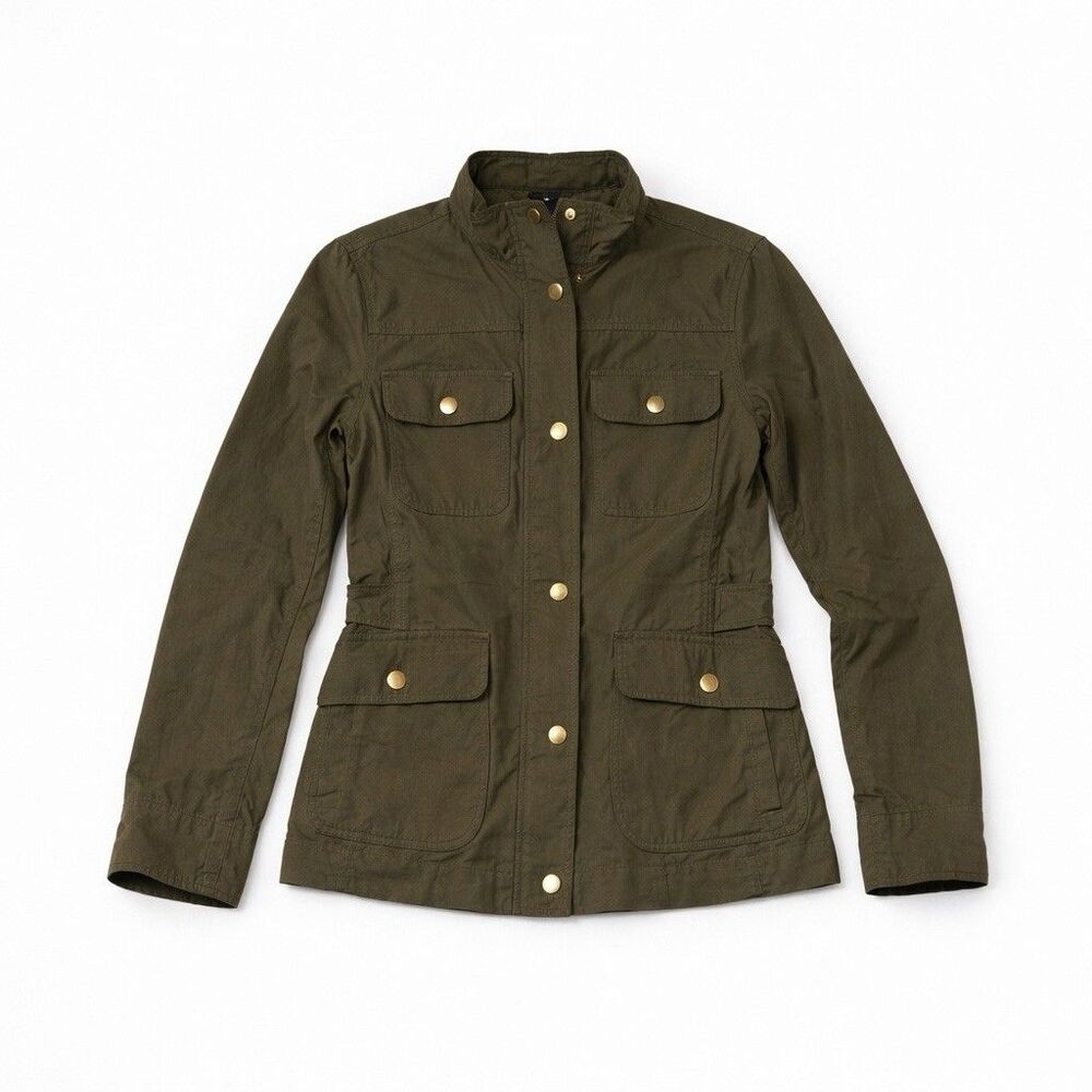 L L Bean Womens Signature Waxed Field Utility Jacket Size XS Brown Adjust Waist